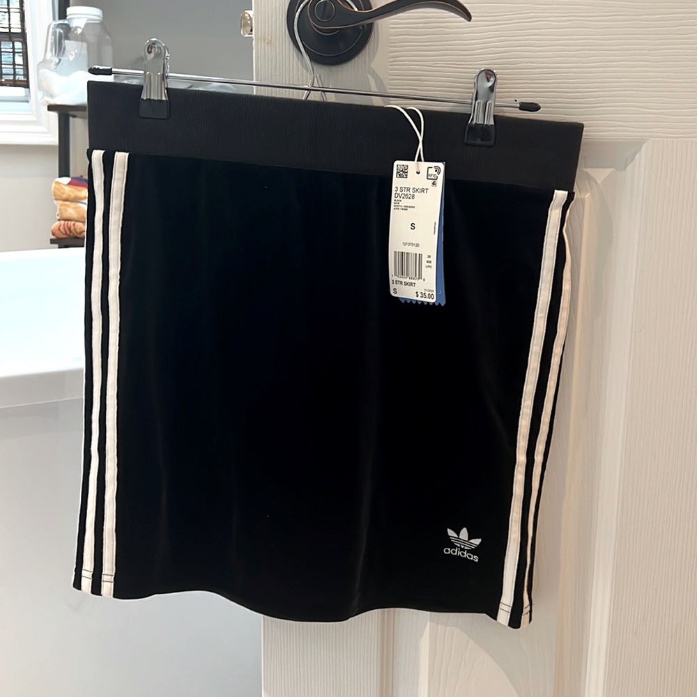 adidas Originals Black Mini Skirt with White Stripes
